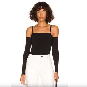Alice + Olivia Black Off-Shoulder Tank with Detachable Sleeves